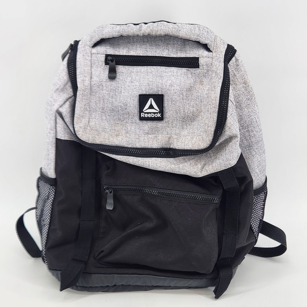 Reebok Backpack Grey Black Colorblock‎ Laptop Sleeve School Travel Bag